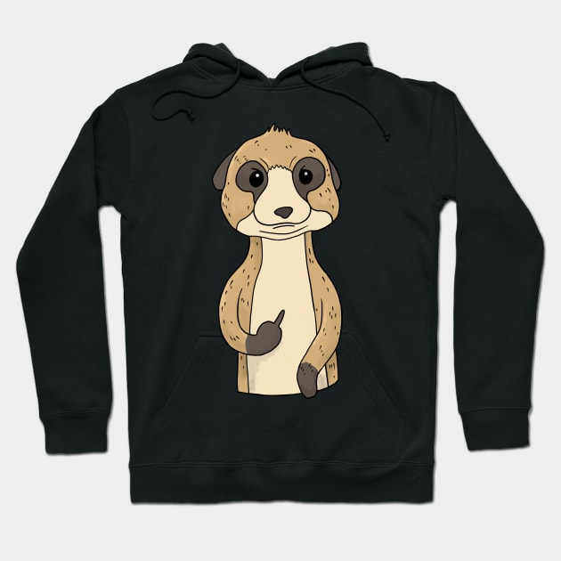 Grumpy Meerkat Holding Middle Finger Hoodie by Mesyo